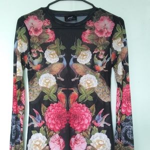 Nasty Gal "Sheer by Nature" Mesh Floral Top M